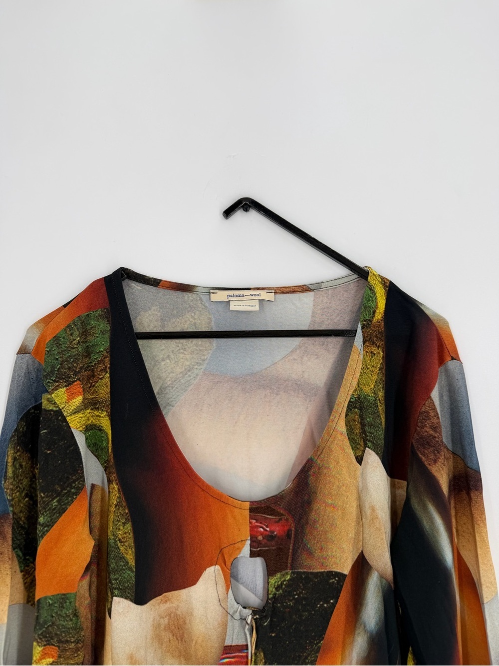 Paloma Wool Zafiro Abstract Graphic Keyhole Long Sleeve T-Shirt Top